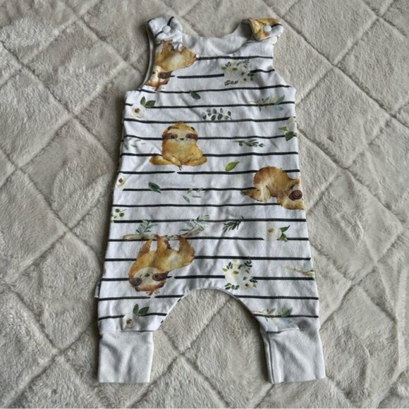 Lucydawn | "Sloths & Stripes" Sleeveless Romper | Size 3-6 Months - Picture 5 of 8